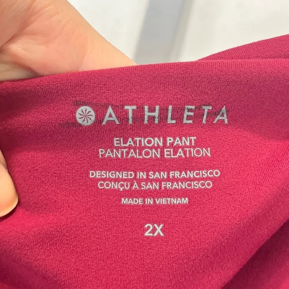 ATHLETA Elation Pants 533562 Pull On Crop Stretch Nylon Berry Red 2X Plus - Picture 3 of 10